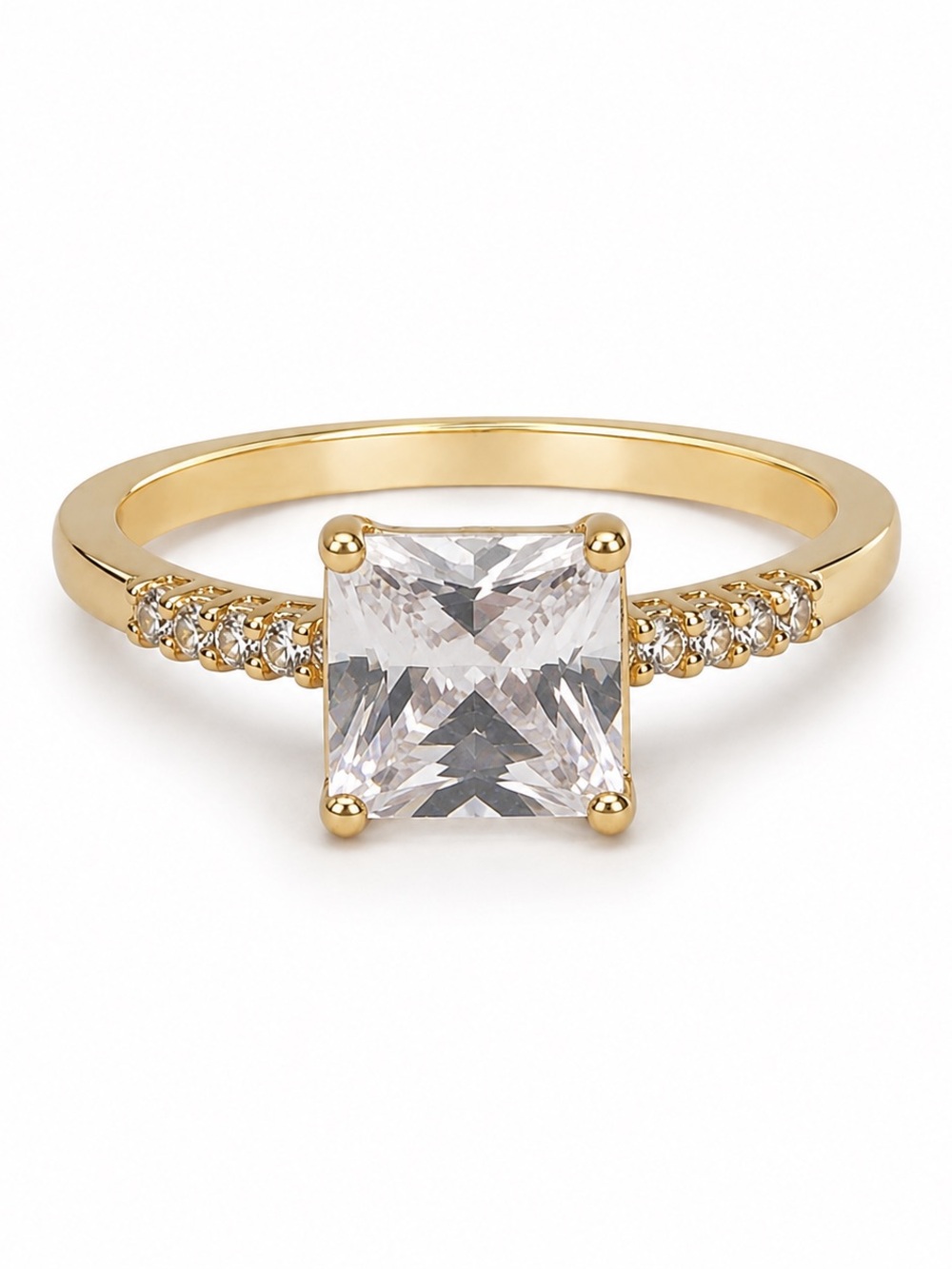 18k Yellow Gold Plated Solitaire Ring